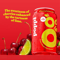 Poppi Prebiotic Soda, Sparkling Water & Fruit Juice, Cherry Limeade, 12 Oz, 12 Pack