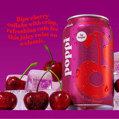 Poppi Prebiotic Soda, Sparkling Water & Fruit Juice, Cherry Cola, 12 Oz, 12 Pack