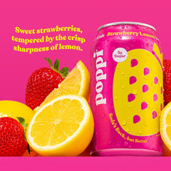 Poppi Prebiotic Soda, Strawberry Lemon, 12 Oz, 12 Pack