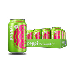 Poppi Prebiotic Soda, Sparkling Water & Fruit Juice, Watermelon, 12 Oz, 12 Pack