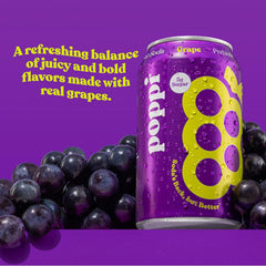 Poppi Prebiotic Soda, Grape, 12 Oz, 12 Pack