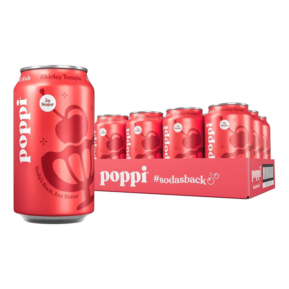 Poppi Prebiotic Soda, Shirley Temple, 12 Oz, 12 Pack
