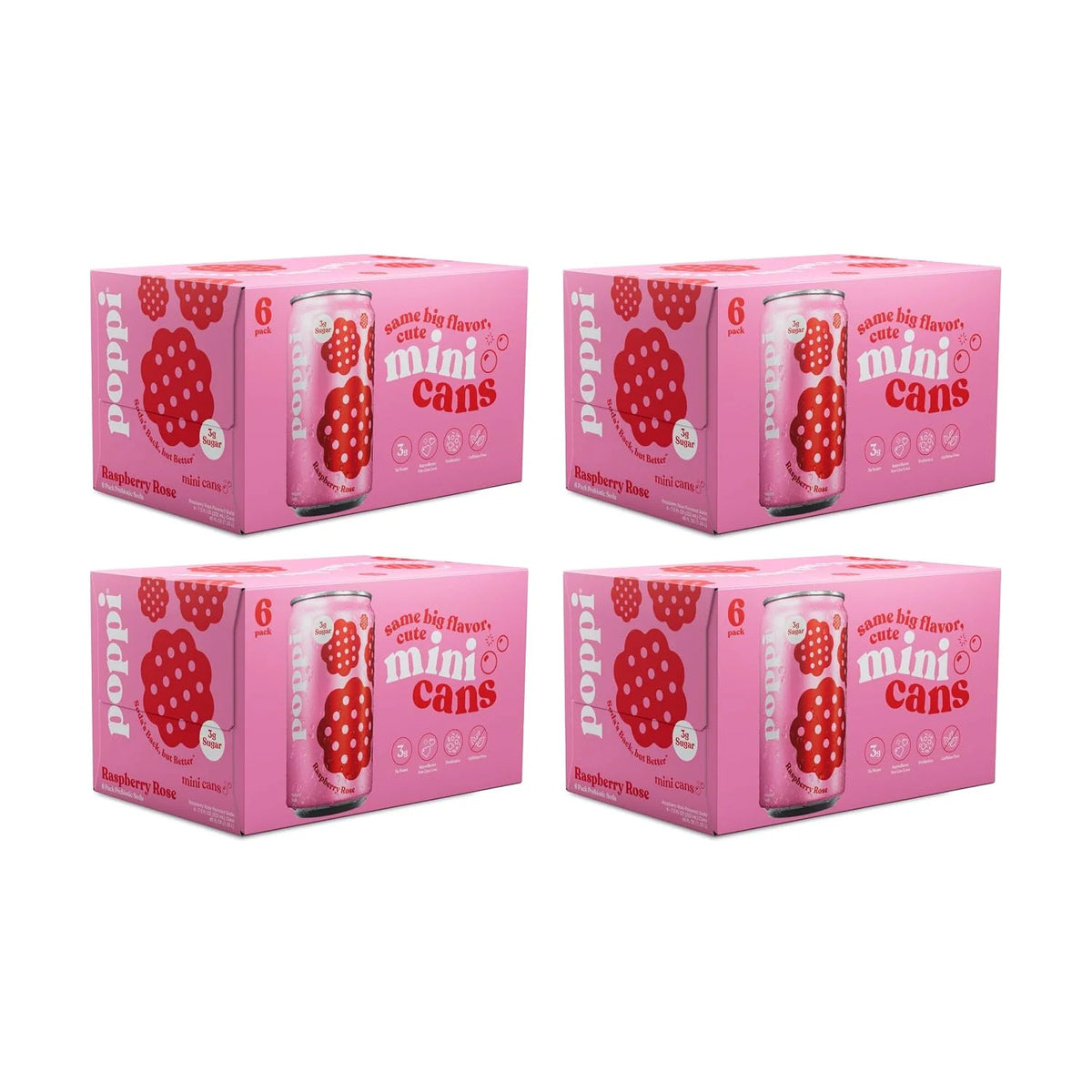 Poppi Prebiotic Soda, Raspberry Rose, 7.5 Fl Oz, 24 Pack