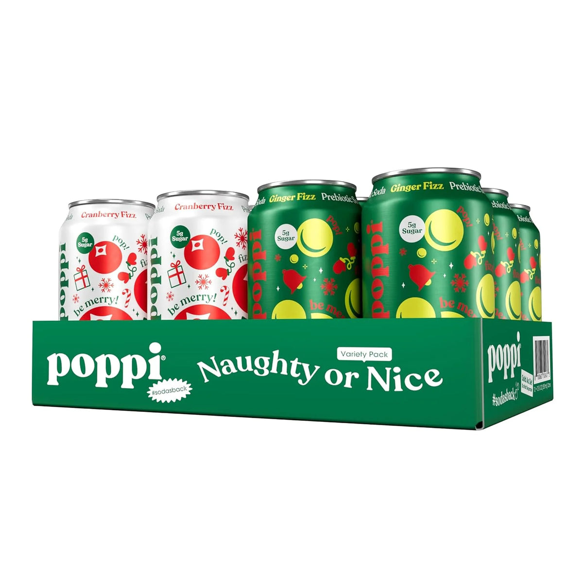 Poppi Prebiotic Soda, Naughty or Nice, 12 Oz, 12 Pack