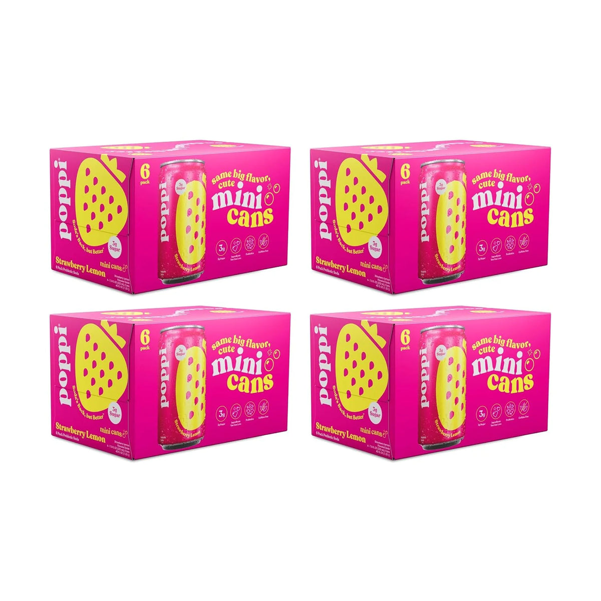 Poppi Prebiotic Soda, Strawberry Lemon, 7.5 Fl Oz, 24 Pack