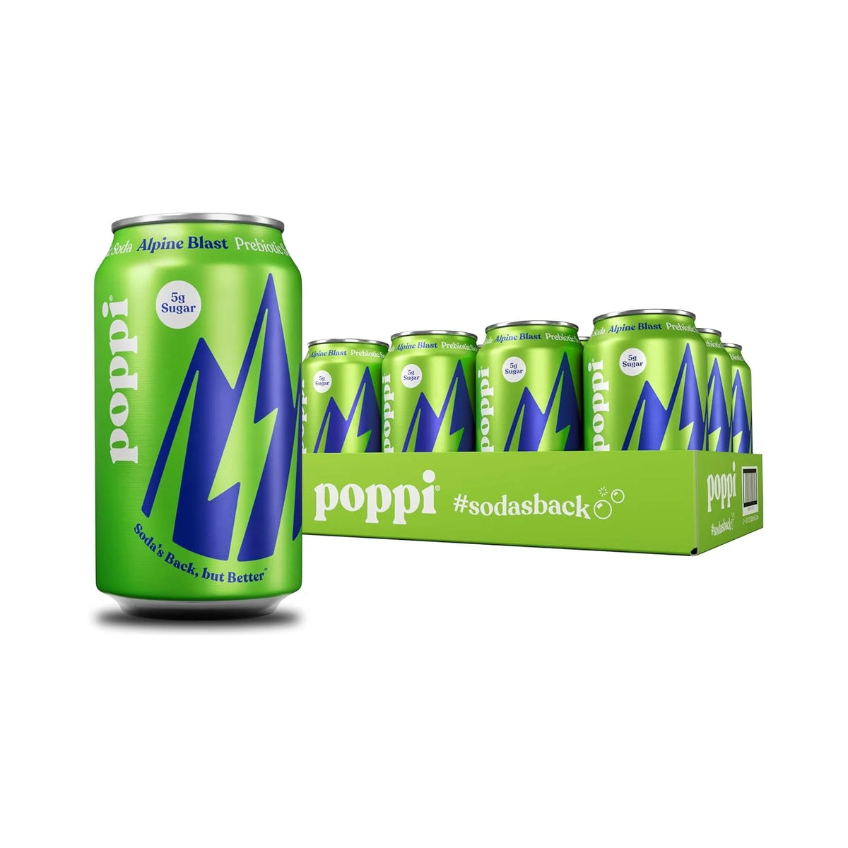 Poppi Prebiotic Soda, Sparkling Water & Fruit Juice, Alpine Blast, 12 Oz, 12 Pack