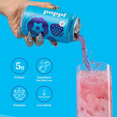 Poppi Prebiotic Soda, Sparkling Water & Fruit Juice, Wild Berry, 12 Oz, 12 Pack
