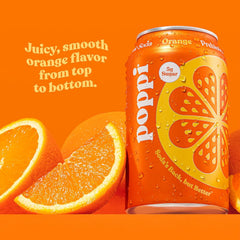 Poppi Prebiotic Soda, Sparkling Water & Fruit Juice, Orange, 12 Oz, 12 Pack