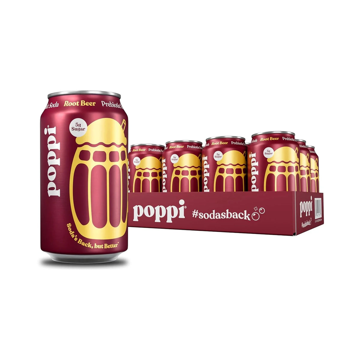 Poppi Prebiotic Soda, Root Beer, 12 Oz, 12 Pack