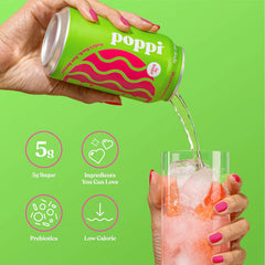 Poppi Prebiotic Soda, Sparkling Water & Fruit Juice, Watermelon, 12 Oz, 12 Pack
