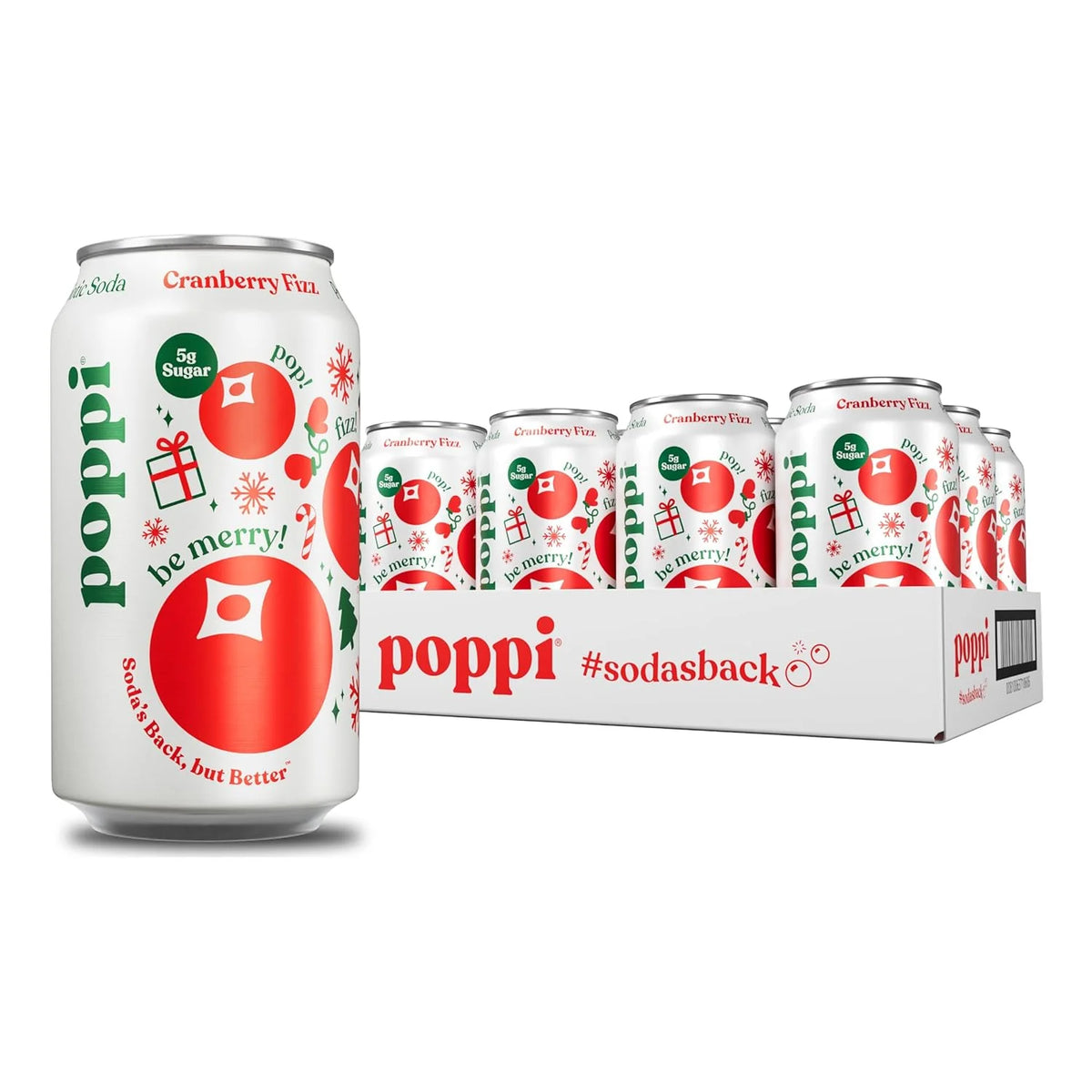 Poppi Prebiotic Soda, Cranberry Fizz, 12 Oz, 12 Pack