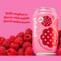 Poppi Prebiotic Soda, Raspberry Rose, 12 Oz, 12 Pack