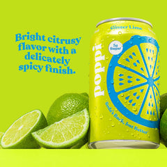 Poppi Prebiotic Soda, Ginger Lime, 12 Oz, 12 Pack
